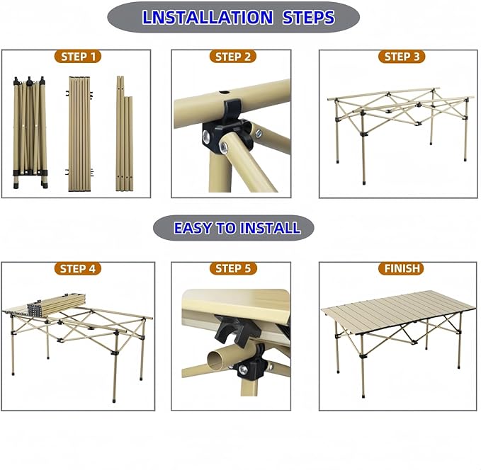 Camping Table，Portable Folding Table,with Carry Bag，Suitable for Indoor, Outdoor, Camping, Backyard, Party, Patio, The Yellow Camping Table at The Beach