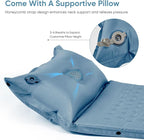 Naturehike Camping Sleeping Pad, Ultralight Camping Mat 2 Person with Pillow, Fast Inflating, Memory Foam Sleeping Pad for Hiking, RV Camping, Blue
