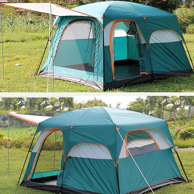 Family Tunnel Tent Large Dome Tent with Extra Large Sleeping Compartments and Vestibule Camping Hiking Tent for Family, Festival, Mountaineering