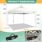 COBIZI 10x10 Pop Up Canopy Tent, Outdoor Party Tent with 4 Sidewall One Push Setup Glow, 3 Adjustable Height Air Vent Waterproof UPF50+, Bag, 4 Sandbag, 8 Stake, 4 Rope for Beach, Commercial