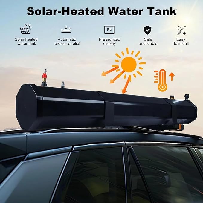 Solar Shower, Portable Water Tank for Camping Shower, Camp Shower, Roof Rack Shower for Hiking, Car Wash, Pet Cleaning