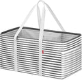 LHZK Standing Extra Large Utility Tote Bag with Metal Wire Frame and the Sides Rinforced, Extra Large Tote Bag with Handle, Reusable Grocery Bags Foldable, Beach Bag, Car Tote, Black, 26''x15''x13''