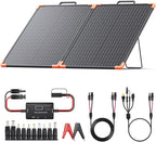 100W Portable Solar Panel, Foldable Tempered Glass Solar Panel Kit with 20A PWM Controller for 12V Battery&Power Station, IP68 Waterproof 23.5% Efficiency for RV, Camping & Off-Grid