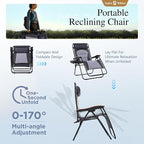 Sophia & William Oversized XXL Zero Gravity Chair Padded Folding Lounge Chair Outdoor Gravity Chair with Cup Holder, Support 400 LBS, Grey