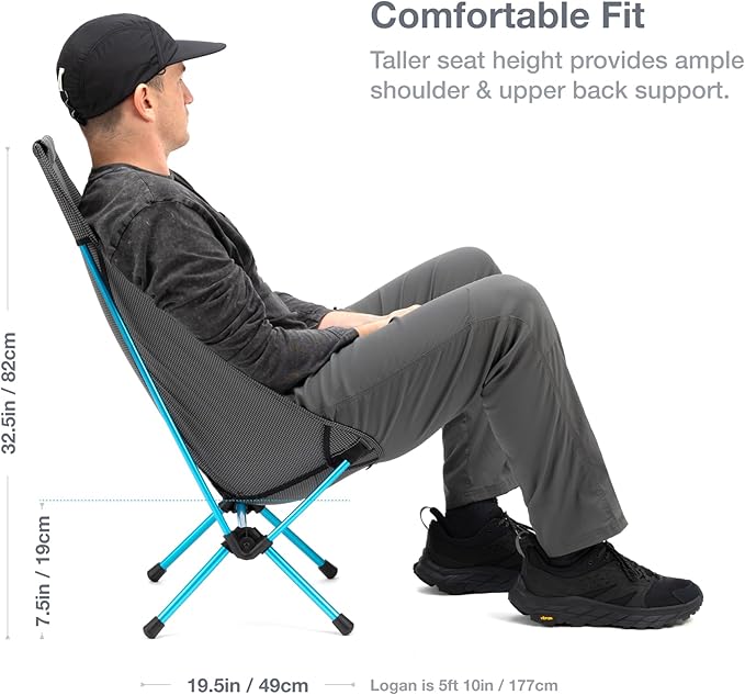 Helinox Chair Zero Highback Chair, 1.43lbs, Ultralight, High Back Camping Chair, Backpacking, Folding Outdoor Chairs, Grey