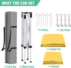 5x5 Pop Up Canopy Tent with One Sidewall, Instant Portable Beach Canopy, Outdoor Tent with Carry Bag for Camping, Sports, Tailgating, Events, Yellow