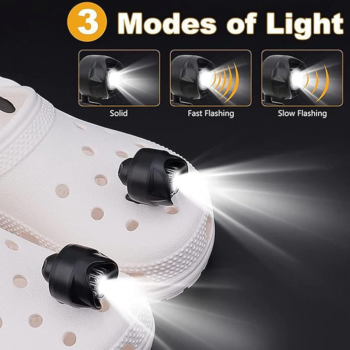 Headlights for Shoe 2pcs, butterfly charm Accessories for Kids, Headlights Lights with 3 Light Modes for Dog Walking, Camping, Running, Suitable for Adults Kids (Black)