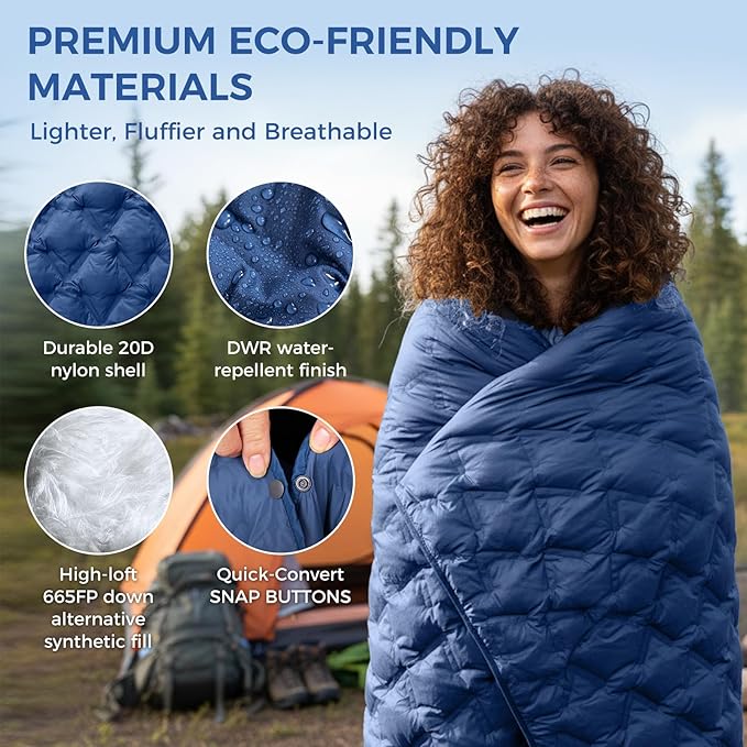 ATEPA Wearable Sleeping Bag, Recycled Warm Winter Camping Blanket Wearable Poncho for Outdoor, Stadium Sports Women Men
