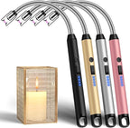 LcFun 4 Pack Candle Lighter with 360° Flexible Neck & Safety Lock, Windproof USB Rechargeable Electric Lighter, Flameless Arc Long Matches for Grill, BBQ, Camping, Fireplace, Stove