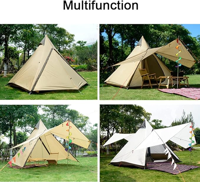 4 Person Tent for Camping Pyramid Teepee Tent Outdoor Portable Double Layers Indian Tipi Tent for Outdoor Family Hiking Yurt Tent