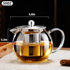 PARACITY Glass Teapot Stovetop 50 OZ/1500ml, Tea pot with Removable 18/8 Stainless Steel Infuser, Borosilicate Clear Tea Kettle, Teapot Blooming and Loose Leaf Tea Maker Tea Brewer for Camping, Travel