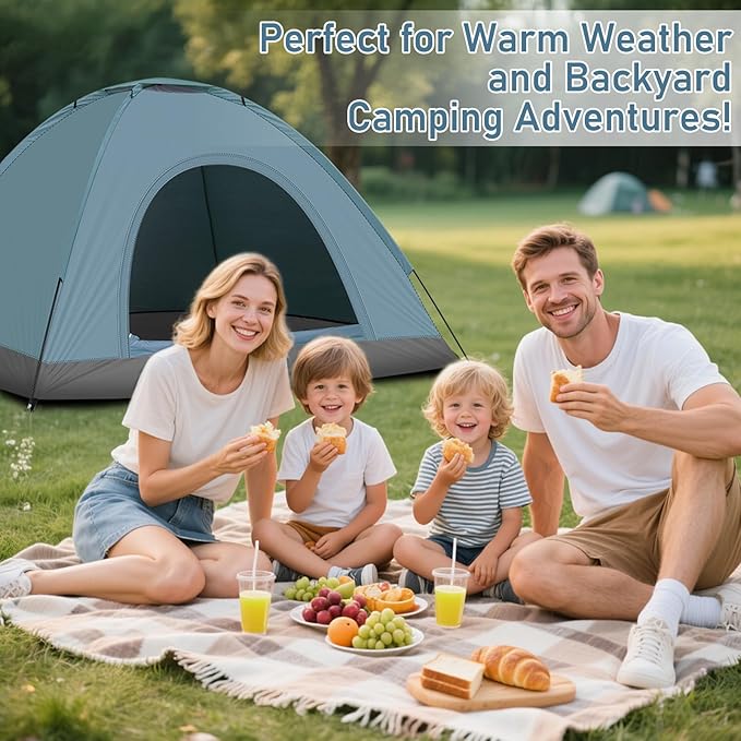 3-4 Person Camping Tent, Camping Dome Tent,Easy Setup Outdoor Tents Water Resistant Lightweight Portable for Family Backpacking Camping Hiking Traveling