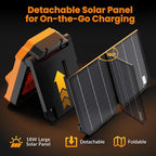 26800mAh Portable Fan Rechargeable with 18W Detachable Solar Panel, Quiet Battery Powered Camping Fan Cordless with LED Lantern,3 Speed,Timer,USB-C,for Bedroom Tent Home Office Desk Hurricane(Orange)