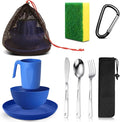 Scout Camping Mess Kit for Person Boy Scout Dishes Set Girl Scout Mess Kit with Mesh Bag Reusable Light Weight Eating Utensils Plastic Camping Cutlery Set for Travel Camp