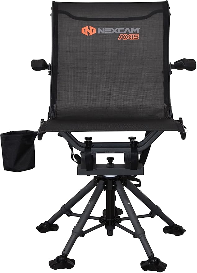 NEXCAM Field Chair for Hunting, Fishing, and Camping - Portable Hunting Chair with 360 Swivel - Tiltable and Rockable Fishing Chair with Adjustable Height