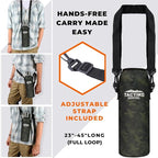 Tactiko Survival 51 oz/1500 ml Stainless Steel Wide Mouth Water Bottle, Single Wall Boil-Safe, Leakproof, BPA-Free with Carry Sleeve and Strap for Camping, Hiking, Outdoor Prep (Camo)