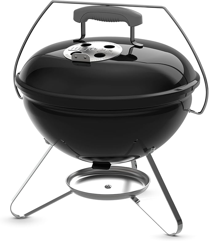 Weber Smokey Joe 14" Charcoal Grill – Portable Compact Charcoal BBQ Kettle with Tuck‑N‑Carry® Lid Lock & Durable Porcelain‑Enameled Finish for Outdoor Cooking