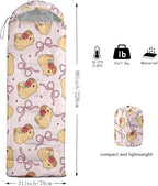 Colorful Bow Sleeping Bag, 3 Season Warm Cool Weather, Hand Drawn Bow Camping Sleeping Bag for Adult, Cute Bowknot Camping Backpacking for Outdoor Traveling Hiking Hunting Gear Equipment