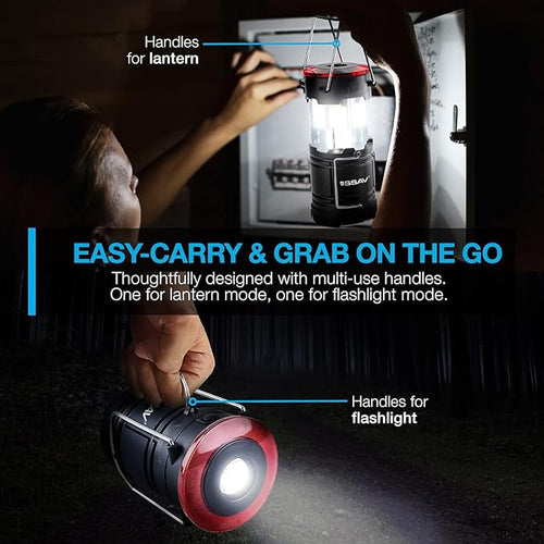 2 Pack LED Camping Lantern Cum Flashlight, LED Lanterns, Suitable Survival Kits for Hurricane, Emergency Light for Storm, Outages, Outdoor Portable Lanterns | Batteries Included