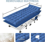 2 Pack Camping Cot with Mattress Comfortable Cots for Sleeping Sleeping Cot Folding Cot Double Layer Oxford Heavy Duty Camping Bed with Carry Bag for Home Office Nap Outdoor Travel