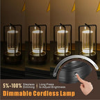 Rechargeable Table Lamp Cordless, 3 Color | Crystal | Stepless Dimming, for Dining Room, Living Room, Bar, Cafe, Restaurant, Patio, Camping, (Black)