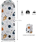 Kids Sleeping Bag for Boys Girls,Cartoon Spaceship Print-Lightweight Warm Portable Outdoor Indoor-Waterproof Cold Weather Resistant Sleeping Bag for Camping Hiking(Spaceship)
