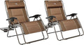 TIMBER RIDGE Oversized Zero Gravity Chair, 33In Wide XXL Zero Gravity Reclining Chair with Side Table, Full Padded Lounge Chair for Outdoor Camping Patio Lawn, Heavy Duty Supports 500lbs, Brown-2 Pack