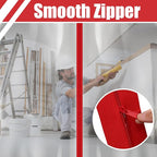 Tigeen 16 Roll Heavy Duty Zipper Door for Dust Barriers 7 ft x 3 Inch Self Adhesive Construction Zipper Door for Greenhouse Tent Accessories (Red)