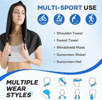 Cooling Hoodie Towel: Cooling Towels for Neck and Face Sun Protection Instant Cool for Hot Weather Hiking Camping Running Golf Gardening Fishing Music Festivals Theme Parks Beach - Black
