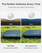 Acacia 4" Thick Self Inflating Sleeping Pad with Foam, Innovative Y-Shaped Telescopic Structure, Ultraportable Camping Air Mattress with Pump Sack, Easy Roll Up Sleep Bed for Travel Tent Car