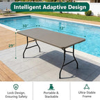 Folding Table 6FT Heavy Duty Plastic Table with Handle, Foldable&Portable, Fold-in-Half Utility Tables for Outdoor, Dining, Wedding, Events, Indoor, Picnic, Camping, Party,Khaki