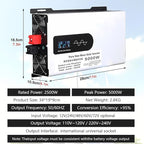 5000-12000w Pure Sine Wave Inverter Camping Inverter Portable Power, DC 12 V, 24 V, 48 V, 60 V, 72 V a CA 110 V for Home/RV/Truck/Car/Camping/Solar 12V-5000W