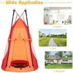 Costzon 2 in 1 Kids Detachable Hanging Chair Swing Tent Set, Hammock Nest Pod Hanging Swing Seat for Boys/Girls, Children Outdoor Indoor Swing Play House with Play Tent, Max Capacity 330 LBS (Orange)