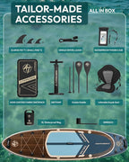 10'6''x33''Inflatable Stand Up Paddle Board, 400lbs Extra Wide Stand Up Paddleboard with Kayak Seat, Anti-Slip EVA Deck Premium SUP Accessories Kit, Non-Slip Stable Deck Boat for Yoga Fishing Surf