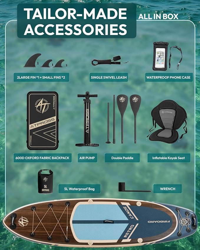 10'6''x33''Inflatable Stand Up Paddle Board, 400lbs Extra Wide Stand Up Paddleboard with Kayak Seat, Anti-Slip EVA Deck Premium SUP Accessories Kit, Non-Slip Stable Deck Boat for Yoga Fishing Surf