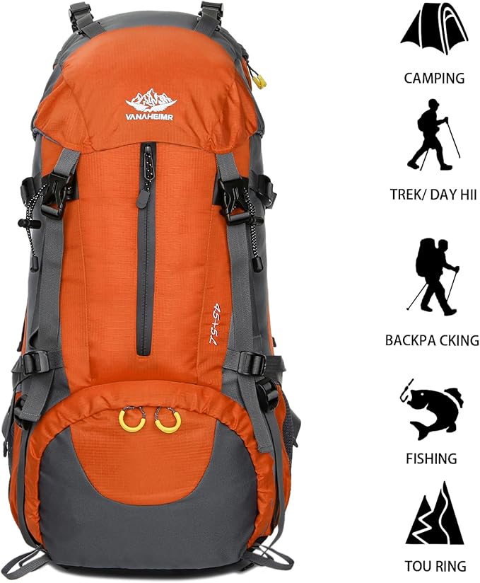 Esup 50L Hiking Backpack Men Camping Backpack with rain cover 45l+5l Lightweight Backpacking Backpack Travel Backpack