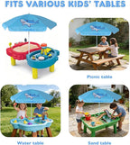 AMMSUN 5ft Seaside Umbrella for Sand Box Water Table - Kids Durable Umbrellas for children Picnic Beach Camping Garden Outdoor Play Shade (5ft Light Blue Shark)