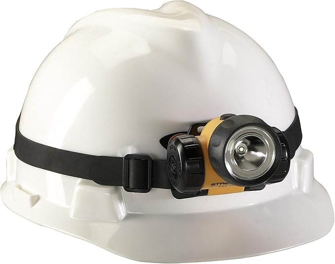 Streamlight 61200 3AA HAZ-LO 270-Lumen 5,600-Candela Class I Div 1 Intrinsically Safe LED Hard Hat Headlamp Includes Elastic & Rubber Straps, Yellow