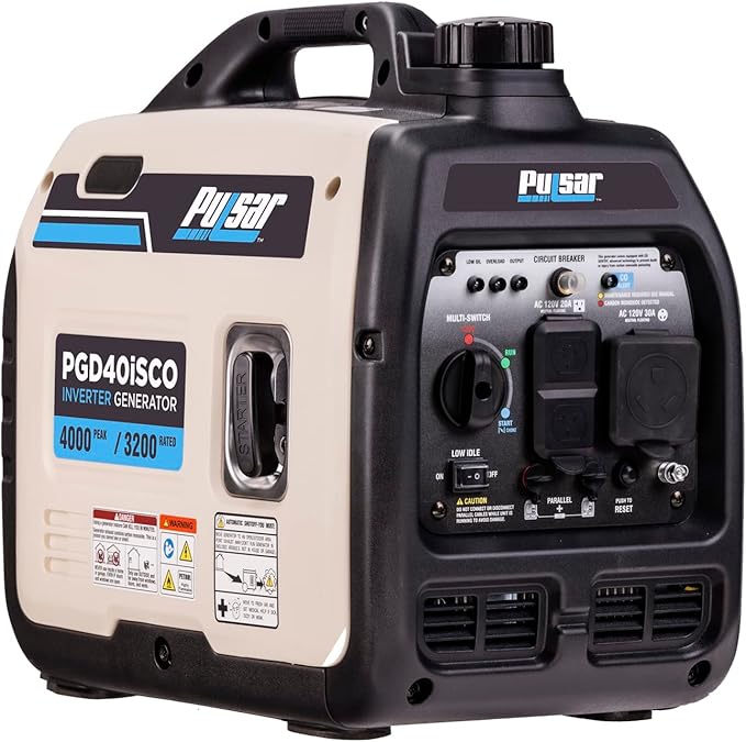 Pulsar PGD40ISCO Ultra Light Quiet 4000W Portable Gas Inverter Generator, white