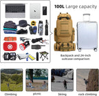 100L Camping Hiking Backpack,Molle military Tactical rucksack backpack,Waterproof Lightweight Hiking Backpack