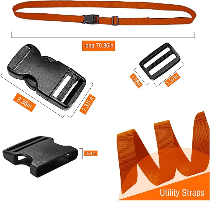 Premium Utility Straps with Quick Release Buckle Adjustable Short Nylon Tie Down Straps for Backpack Tactical Lashings Camping Gear Sleeping Bag Mattress Conveyor Belt Luggage