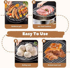 Replacement Grill Grate, BBQ Cooking Grate, 15 Inch Round Stainless Steel Grill, Portable Baking Tray for Camping, Picnic, Garden
