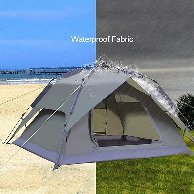 GeRRiT Products Pop Up Tent Family Camping Tent 4 Person Tent Portable Instant Tent Automatic Tent Waterproof Windproof Easy to Set Up, Suitable for Outdoor, Hiking and Mountain Trips