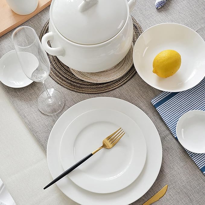 Milky White Porcelain Tableware Set Home Simplicity Combination Tableware Set of Bowls Dessert Plates Soup Plates Dinner Plates 69 Piece Set