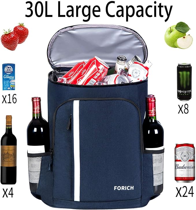 FORICH Backpack Cooler Leakproof Insulated Waterproof Backpack Cooler Bag, Lightweight Soft Beach Cooler Backpack for Men Women to Work Lunch Picnics Camping Hiking, 30 Cans