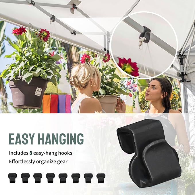 CROWN SHADES Pop Up Canopy Tent, 8x8 Commercial Canopy Tent with 4 Sidewalls, 4" Wheels, 4 Upgraded Weights, Patented Centerlock, 400D Fabric, Sto'N Go Bag, Gray