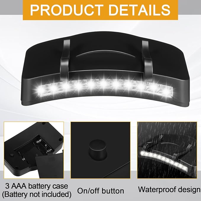 Mudder 4 Pcs Hat Light Clip 11 LED Light and Cob Cap Lights Clip on Hat Powered Headlamp Battery Cap Brim Lamp Black Waterproof Ultra Bright Headgear Flashlight for Hunting Camping Fishing Hiking