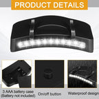 Mudder 4 Pcs Hat Light Clip 11 LED Light and Cob Cap Lights Clip on Hat Powered Headlamp Battery Cap Brim Lamp Black Waterproof Ultra Bright Headgear Flashlight for Hunting Camping Fishing Hiking