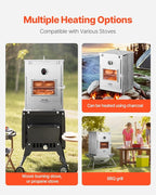 VEVOR Foldable Camping Oven, Stainless Steel Portable Camping Stove, with 3 Tier Grill, Handle and Thermometer, Use with Wood Burning Fire, Propane Stoves, for Baking Bread, Pizza, Outdoor Cooking
