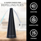 Fly Fans for Tables by Modern Lyfe - AA Battery & USB Powered - Fly Swatter Outdoor Camping Accessory Or for Food at Parties, Restaurants & Picnics, Bug Fan, Spinner Keeps Flies Away (1 Pack - Black)